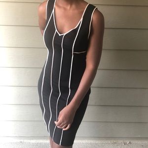 JAYGODFREY Black and White Striped Dress